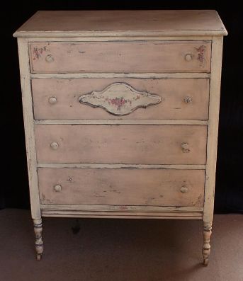 Pink and ivory country-style dresser; 1900-1920.